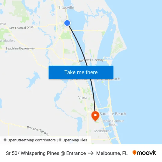 Sr 50/ Whispering Pines @ Entrance to Melbourne, FL map