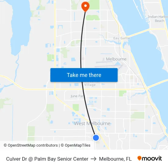 Culver Dr @ Palm Bay Senior Center to Melbourne, FL map