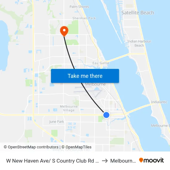 W New Haven Ave/ S Country Club Rd (Sw Corner) to Melbourne, FL map