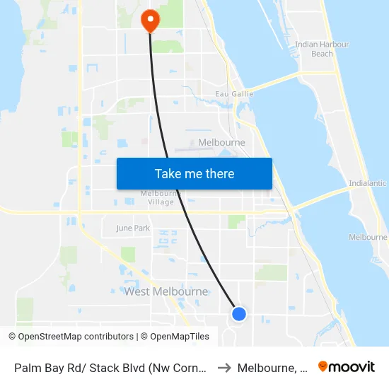 Palm Bay Rd/ Stack Blvd (Nw Corner) to Melbourne, FL map