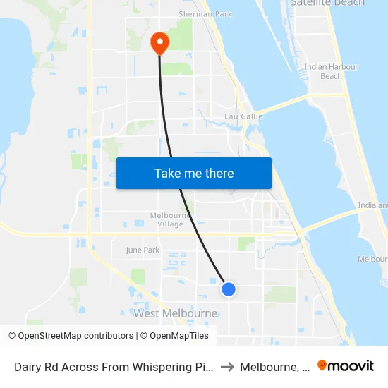 Dairy Rd Across From Whispering Pines to Melbourne, FL map