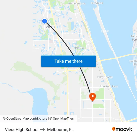 Viera High School to Melbourne, FL map