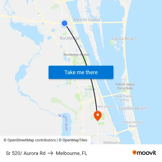 Sr 520/ Aurora Rd to Melbourne, FL map