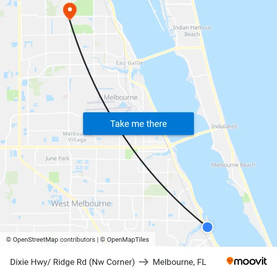Dixie Hwy/ Ridge Rd (Nw Corner) to Melbourne, FL map