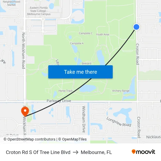 Croton Rd S Of Tree Line Blvd to Melbourne, FL map
