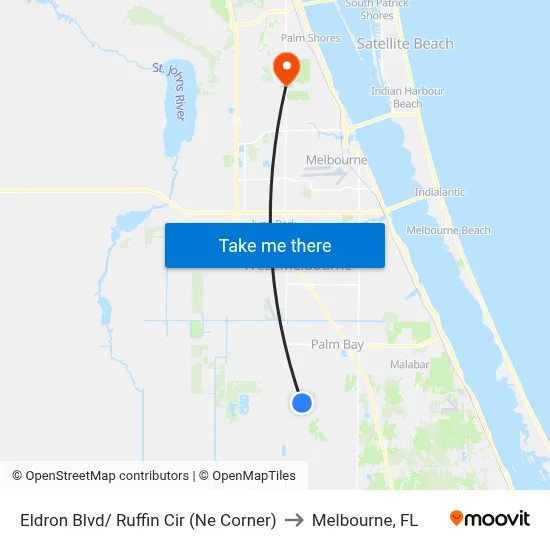 Eldron Blvd/ Ruffin Cir (Ne Corner) to Melbourne, FL map