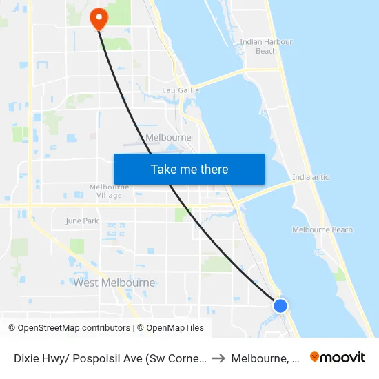 Dixie Hwy/ Pospoisil Ave (Sw Corner) to Melbourne, FL map