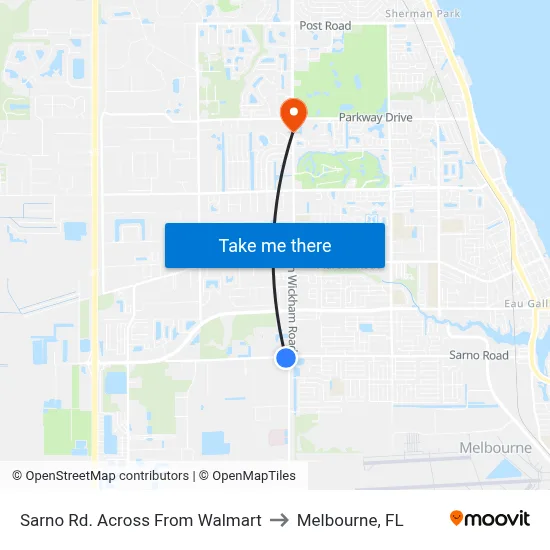 Sarno Rd. Across From Walmart to Melbourne, FL map