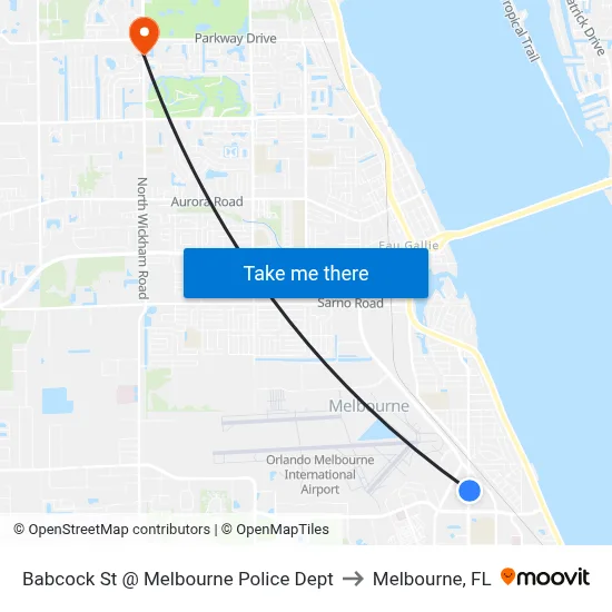 Babcock St @ Melbourne Police Dept to Melbourne, FL map