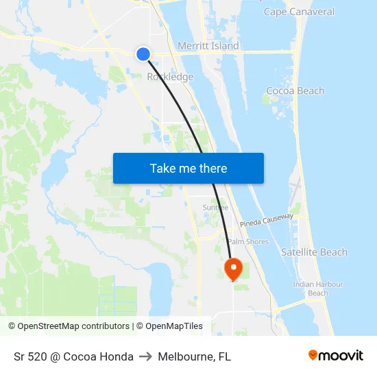 Sr 520 @ Cocoa Honda to Melbourne, FL map