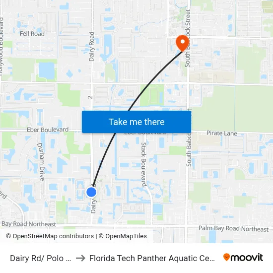 Dairy Rd/ Polo Dr to Florida Tech Panther Aquatic Center map