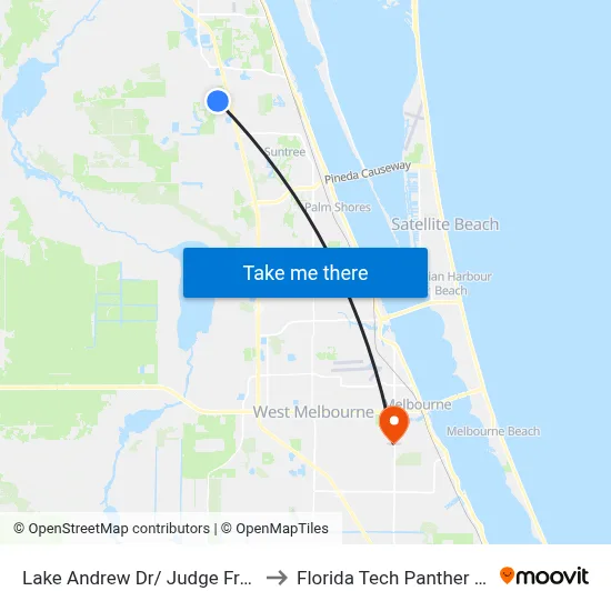 Lake Andrew Dr/ Judge Fran Jamieson Way to Florida Tech Panther Aquatic Center map