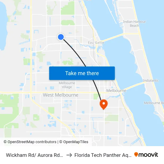 Wickham Rd/ Aurora Rd. (Se Corner) to Florida Tech Panther Aquatic Center map