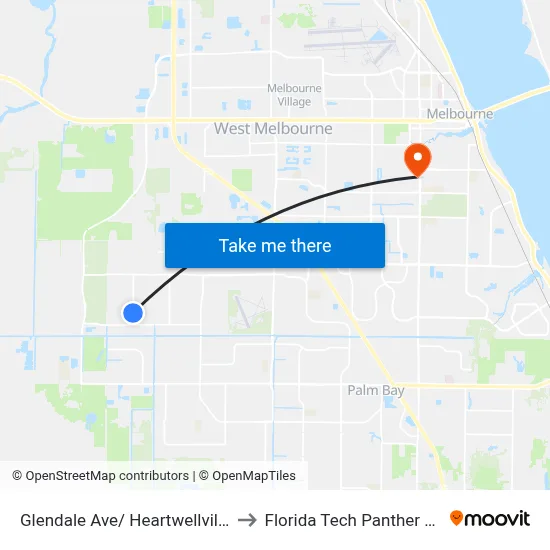 Glendale Ave/ Heartwellville St (Se Corner) to Florida Tech Panther Aquatic Center map