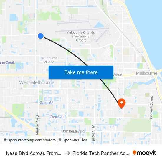 Nasa Blvd Across From Mcdonalds to Florida Tech Panther Aquatic Center map