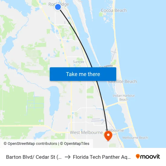 Barton Blvd/ Cedar St (Se Corner) to Florida Tech Panther Aquatic Center map