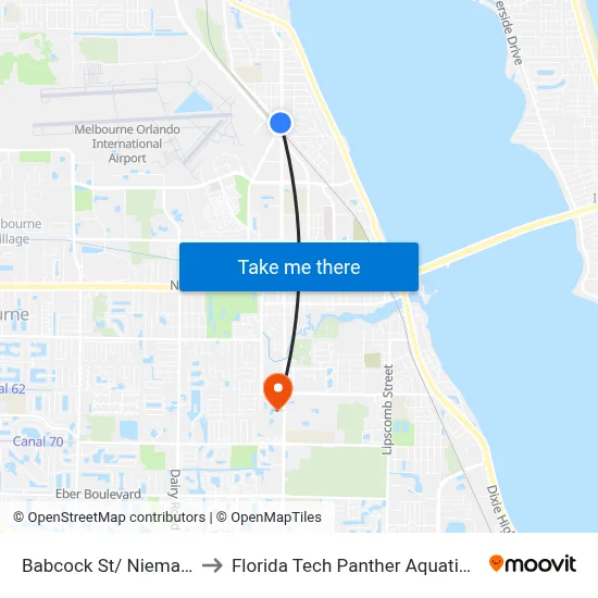 Babcock St/ Nieman Ave to Florida Tech Panther Aquatic Center map