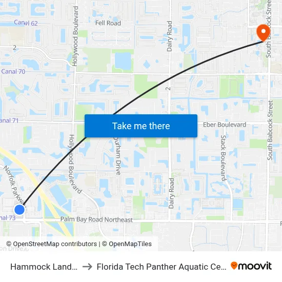 Hammock Landing to Florida Tech Panther Aquatic Center map