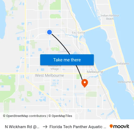 N Wickham Rd @Aldis to Florida Tech Panther Aquatic Center map