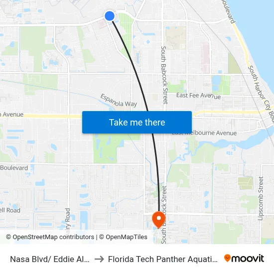 Nasa Blvd/ Eddie Allen Rd to Florida Tech Panther Aquatic Center map