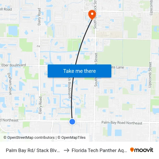 Palm Bay Rd/ Stack Blvd SW Corner to Florida Tech Panther Aquatic Center map