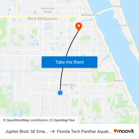 Jupiter Blvd/ SE Emerson Dr to Florida Tech Panther Aquatic Center map