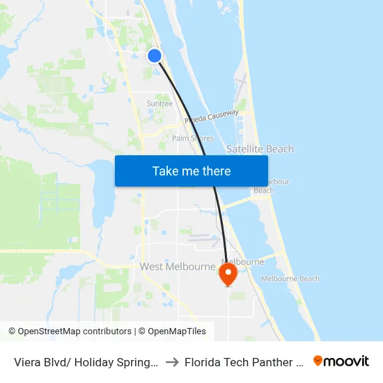 Viera Blvd/ Holiday Springs Rd (Sw Corner) to Florida Tech Panther Aquatic Center map