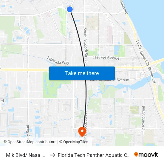 Mlk Blvd/ Nasa Blvd to Florida Tech Panther Aquatic Center map