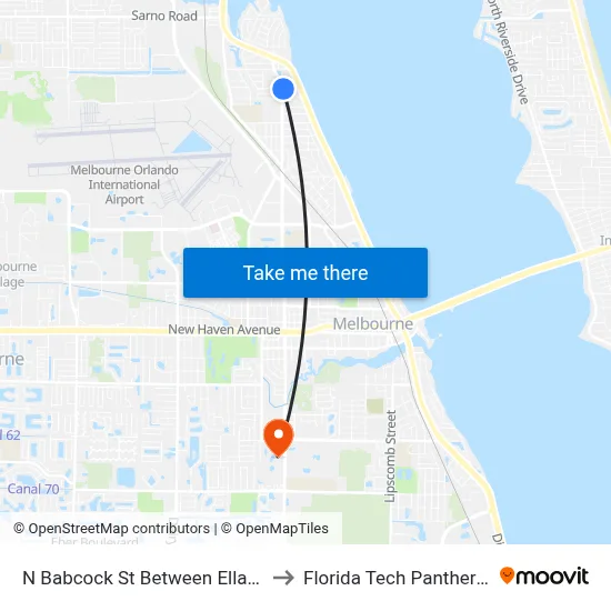 N Babcock St Between Ella St & Elton St E Side to Florida Tech Panther Aquatic Center map