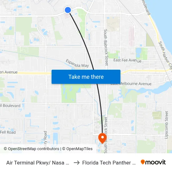 Air Terminal Pkwy/ Nasa Blvd (Sw Corner) to Florida Tech Panther Aquatic Center map