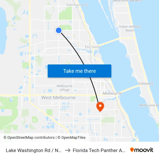 Lake Washington Rd / N Wickham Rd to Florida Tech Panther Aquatic Center map