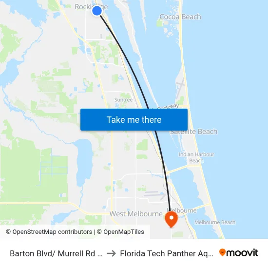 Barton Blvd/ Murrell Rd (Se Corner) to Florida Tech Panther Aquatic Center map