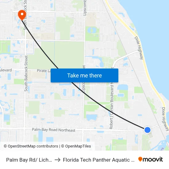 Palm Bay Rd/ Lichty St to Florida Tech Panther Aquatic Center map