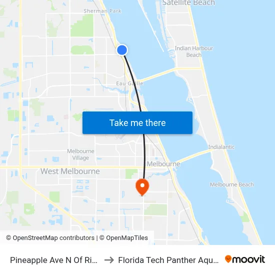 Pineapple Ave N Of Riverdale Dr to Florida Tech Panther Aquatic Center map