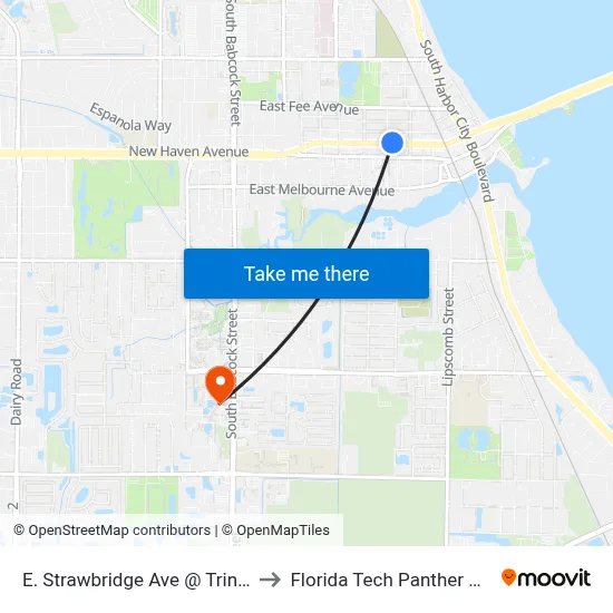 E. Strawbridge Ave @ Trinity Towers East to Florida Tech Panther Aquatic Center map