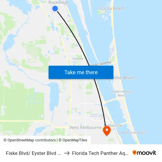 Fiske Blvd/ Eyster Blvd (Se Corner) to Florida Tech Panther Aquatic Center map