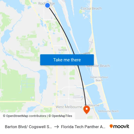 Barton Blvd/ Cogswell St (Se Corner) to Florida Tech Panther Aquatic Center map