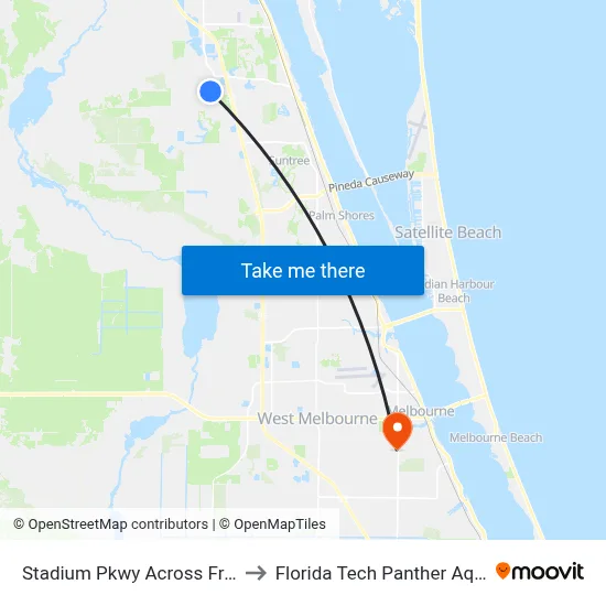 Stadium Pkwy Across From Stadium to Florida Tech Panther Aquatic Center map