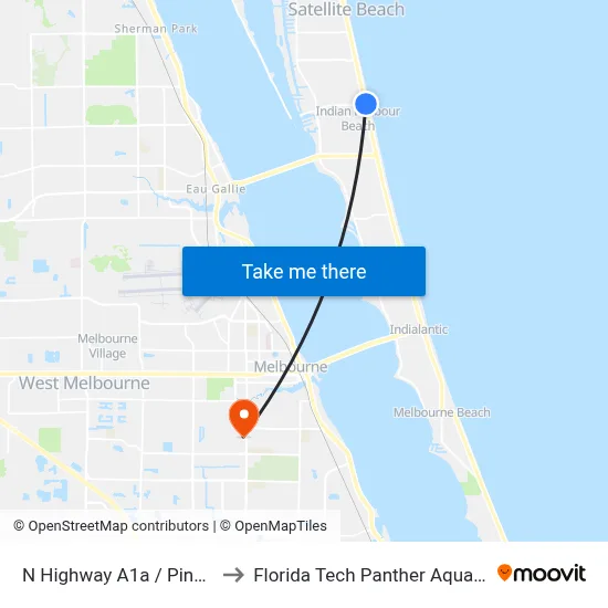 N Highway A1a / Pine Tree Dr to Florida Tech Panther Aquatic Center map