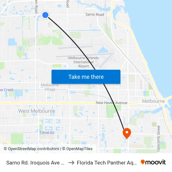 Sarno Rd. Iroquois Ave (Sw Corner) to Florida Tech Panther Aquatic Center map