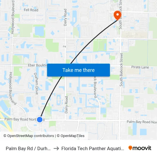 Palm Bay Rd / Durham Dr to Florida Tech Panther Aquatic Center map