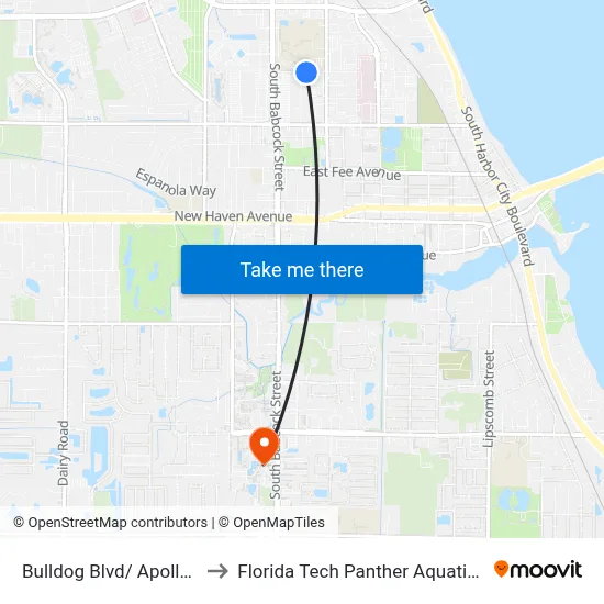 Bulldog Blvd/ Apollo Blvd. to Florida Tech Panther Aquatic Center map