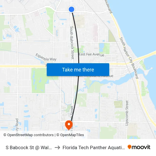 S Babcock St @ Walgreens to Florida Tech Panther Aquatic Center map