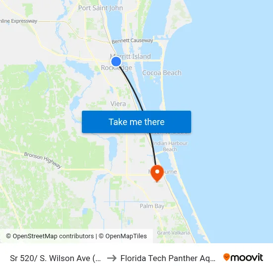 Sr 520/ S. Wilson Ave (Sw Corner) to Florida Tech Panther Aquatic Center map
