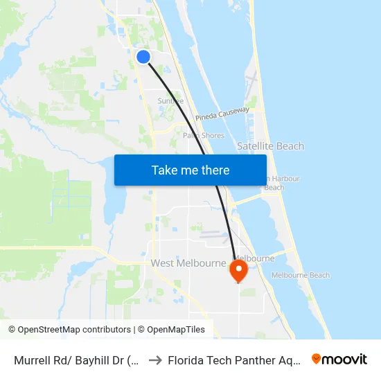 Murrell Rd/ Bayhill Dr (Nw Corner) to Florida Tech Panther Aquatic Center map