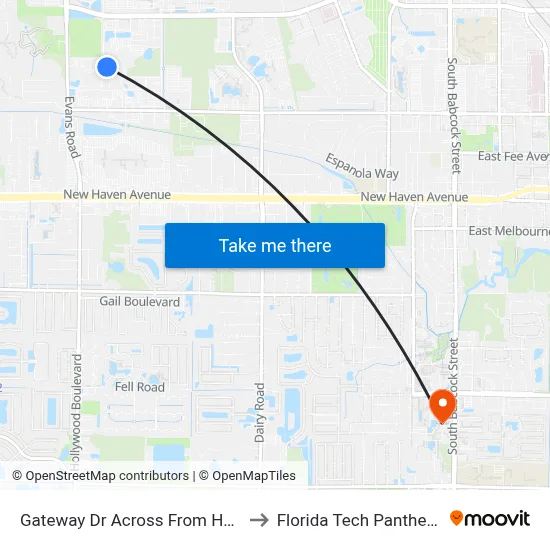 Gateway Dr Across From Health First Physicians to Florida Tech Panther Aquatic Center map