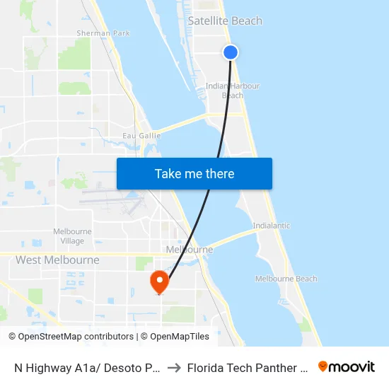N Highway A1a/ Desoto Pkwy (Nw Corner) to Florida Tech Panther Aquatic Center map