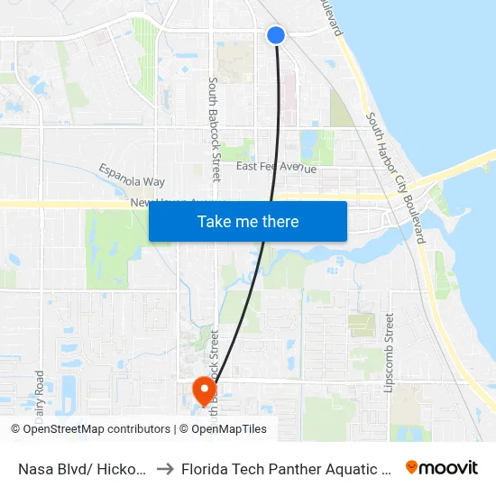 Nasa Blvd/ Hickory St to Florida Tech Panther Aquatic Center map