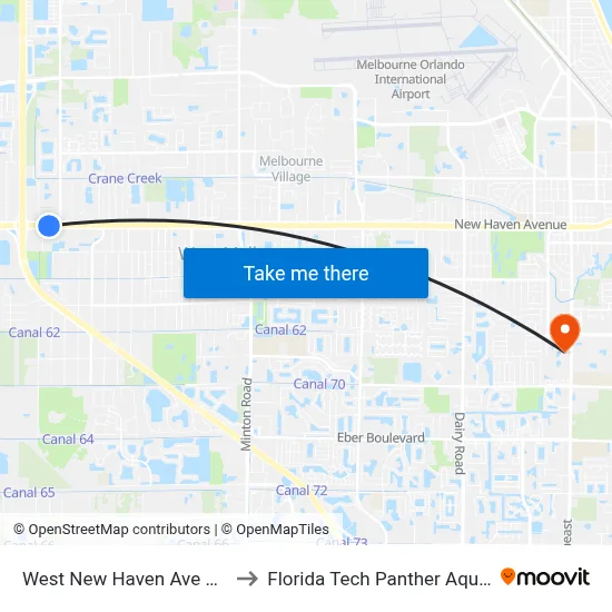 West New Haven Ave @ Goodwill to Florida Tech Panther Aquatic Center map