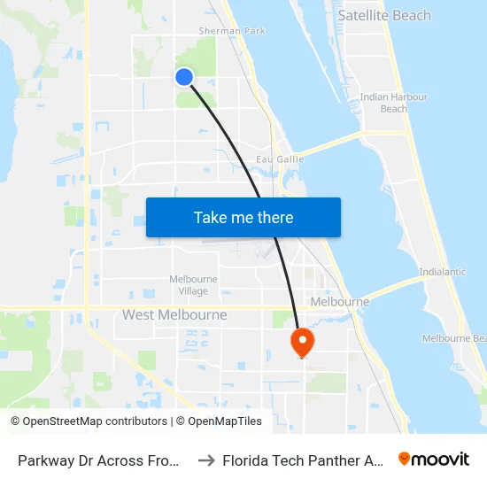 Parkway Dr Across From Park Village to Florida Tech Panther Aquatic Center map